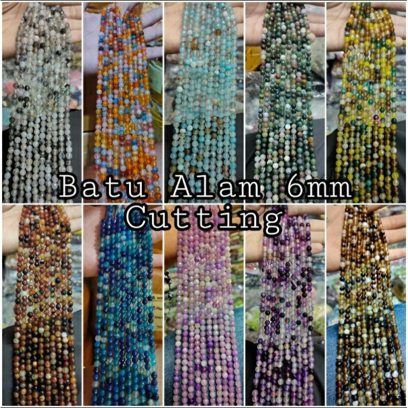 Grosir batu alam 6mm cuting bahan craft gelang batu alam isi -+60butir part2