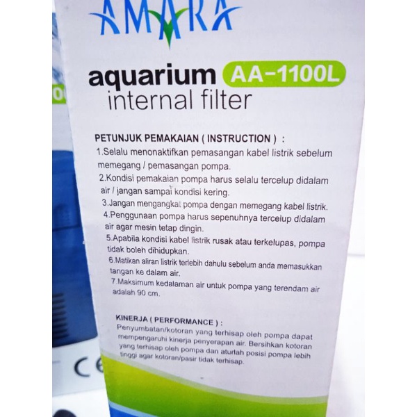 AMARA AA 1100L AA1100L AA 1100 L FILTER INTERNAL PEMBERSIH AQUARIUM TEMPEL DALAM