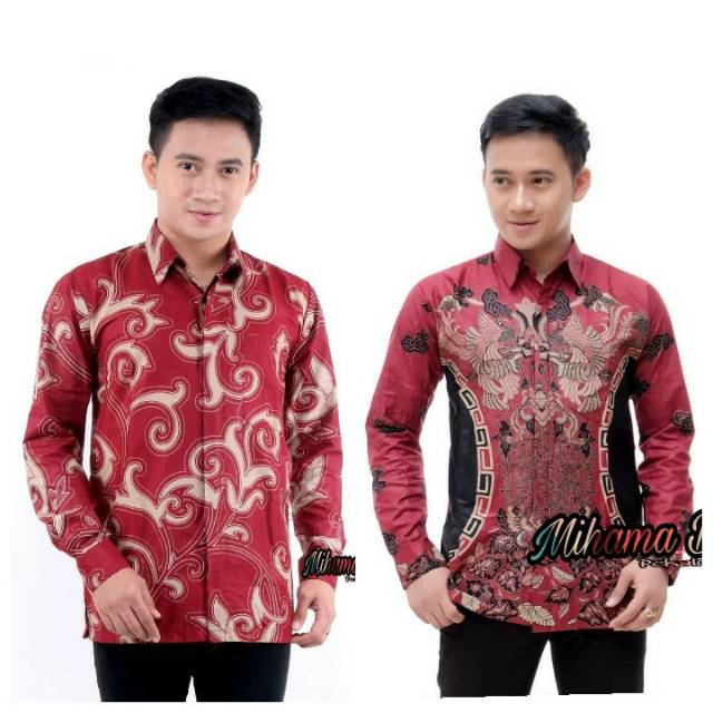 Kemeja Batik merah maroon keren ready size M.L.XL dan XXL