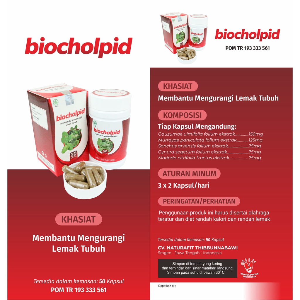 BIOCHOLPID obat kolesterol tinggi, mengurangi lemak tubuh, Melancarkan perederan darah