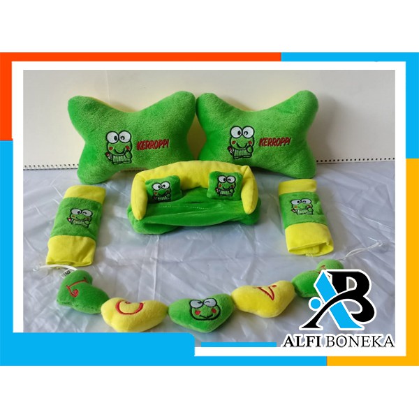 Paket Bantal Mobil dan bantal leher - Bantal sandar Mobil set murah - bantal mobil 6in1 boneka lucu