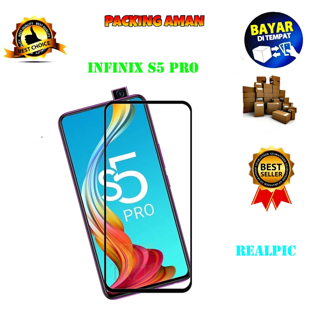 Tempered Glass Infinix S5 Pro Full Cover / Full Screen Protector Anti Gores