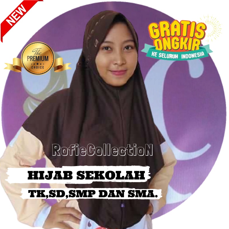 JILBAB SEKOLAH RABBANI KW PREMIUM TK SD SMP DAN SMA WARNA HITAM PUTIH COKLAT PRAMUKA BIRU NAVY MERAH