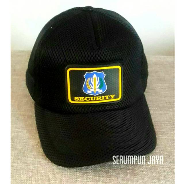 TOPI SECURITY LOGO BIRU JARING DOUBLE MESH - TOPI DOUBLE MESH VELCRO + PATCH