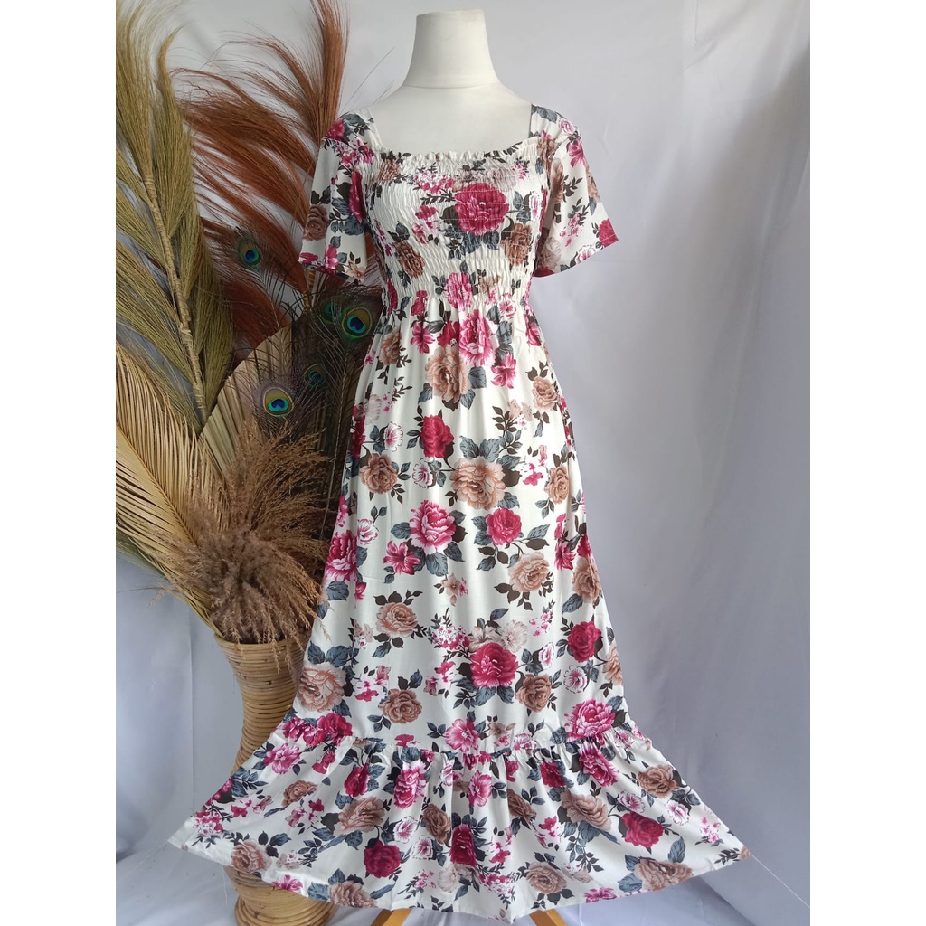 VANESSA REMPEL/ DASTER KERUT DADA REMPEL / DASTER SMOK-MAWAR CREAM