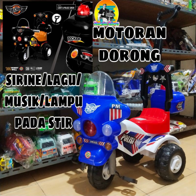 Mainan sepeda motor dorong/sirine/10 lagu odong2/musik/LAMPU-SHP 626/673