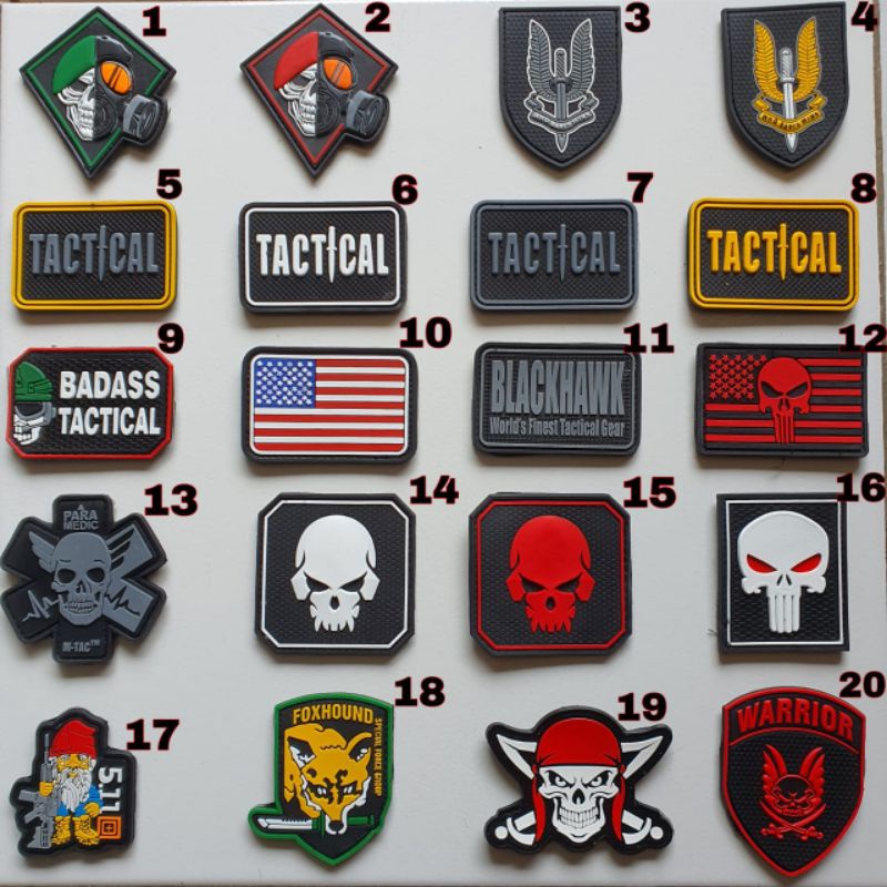 PATCH RUBBER LOGO TENGKORAK/SKULL/FUNISER/GODWILL/TACTICAL/RUBBER PATCH TENGKORAK/TEMPELAN EMBLEM KARET VELCRO