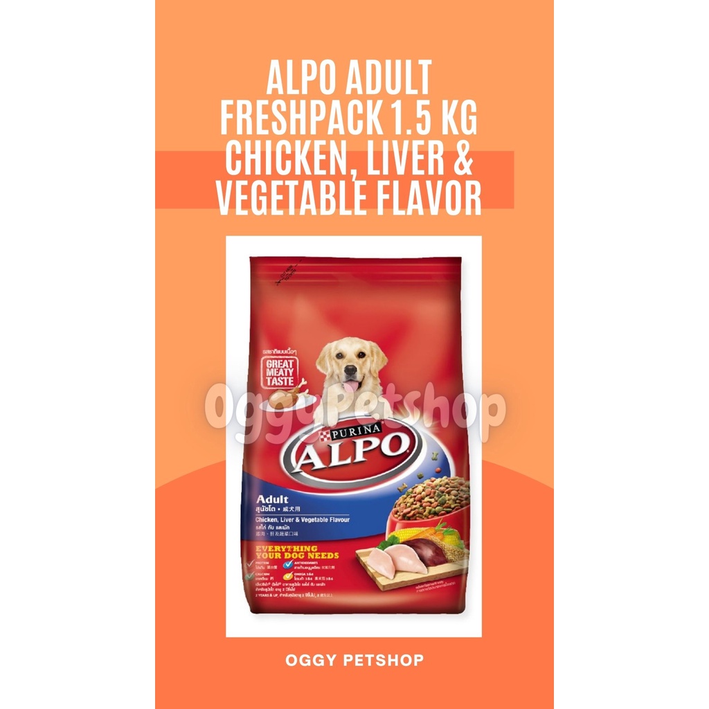 ALPO ADULT CHICKEN LIVER + VEGETABLES Makanan Anjing Freshpack 1.5KG