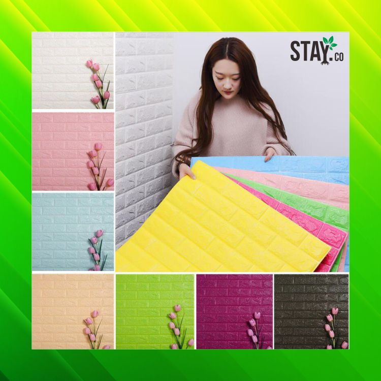 Wallpaper Dingding 3D Foam 70x77 Motif Batu Bata Dekorasi Dinding Kamar  Walpaper dinding Foam 3D