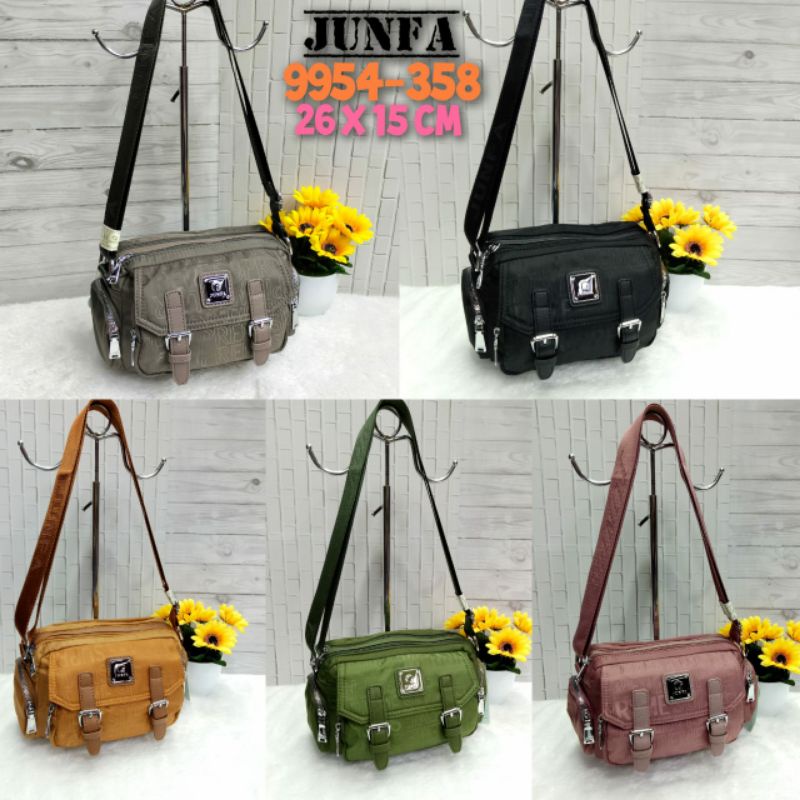 BISA COD Tas wanita selempang junfa bahan parasut motif 9954-358 sling bag import kualitas original
