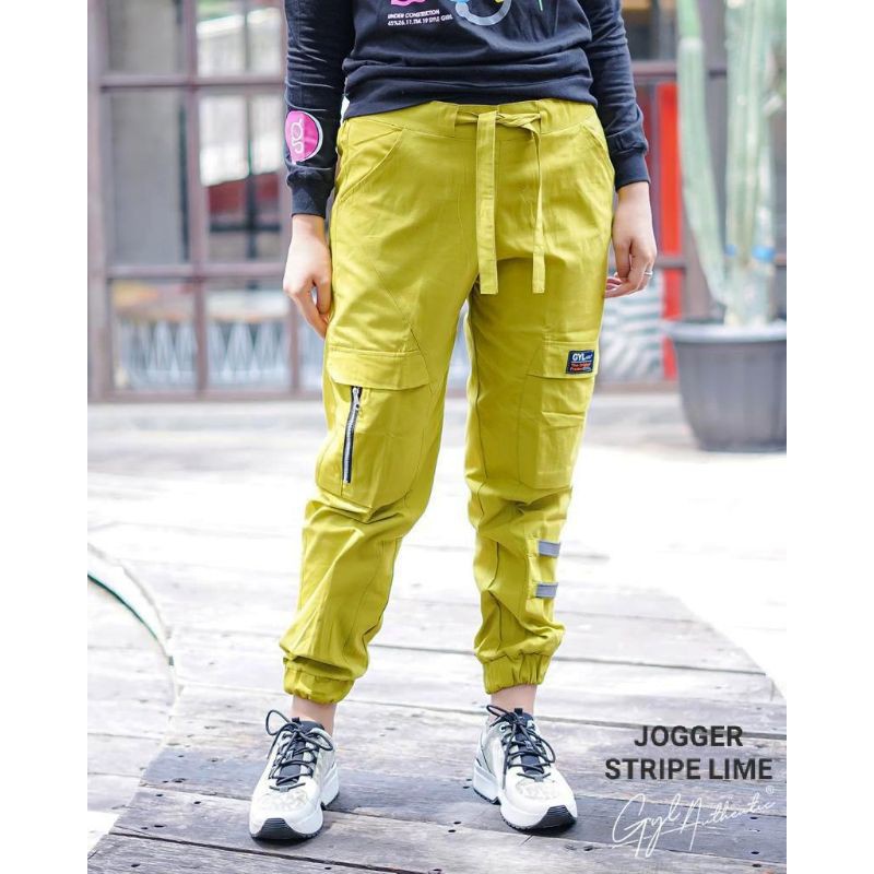 NEW CELANA CARGO GYL STRIPE LIME