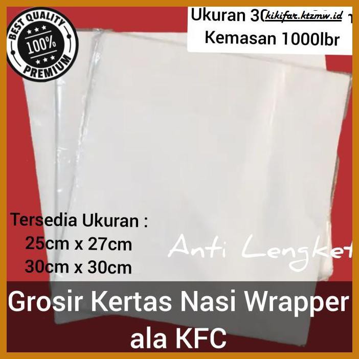 

ANEKA-BERAS- GROSIR-WRAPPER/KERTAS NASI ALA KFC UK. 30X30 CM (ISI 1000LBR) -BERAS-SEHAT.