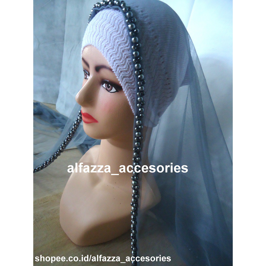 [Model pashmina abu] Kerudung pengantin Veil / kerudung instan Mutiara / kerudung pengantin Veil