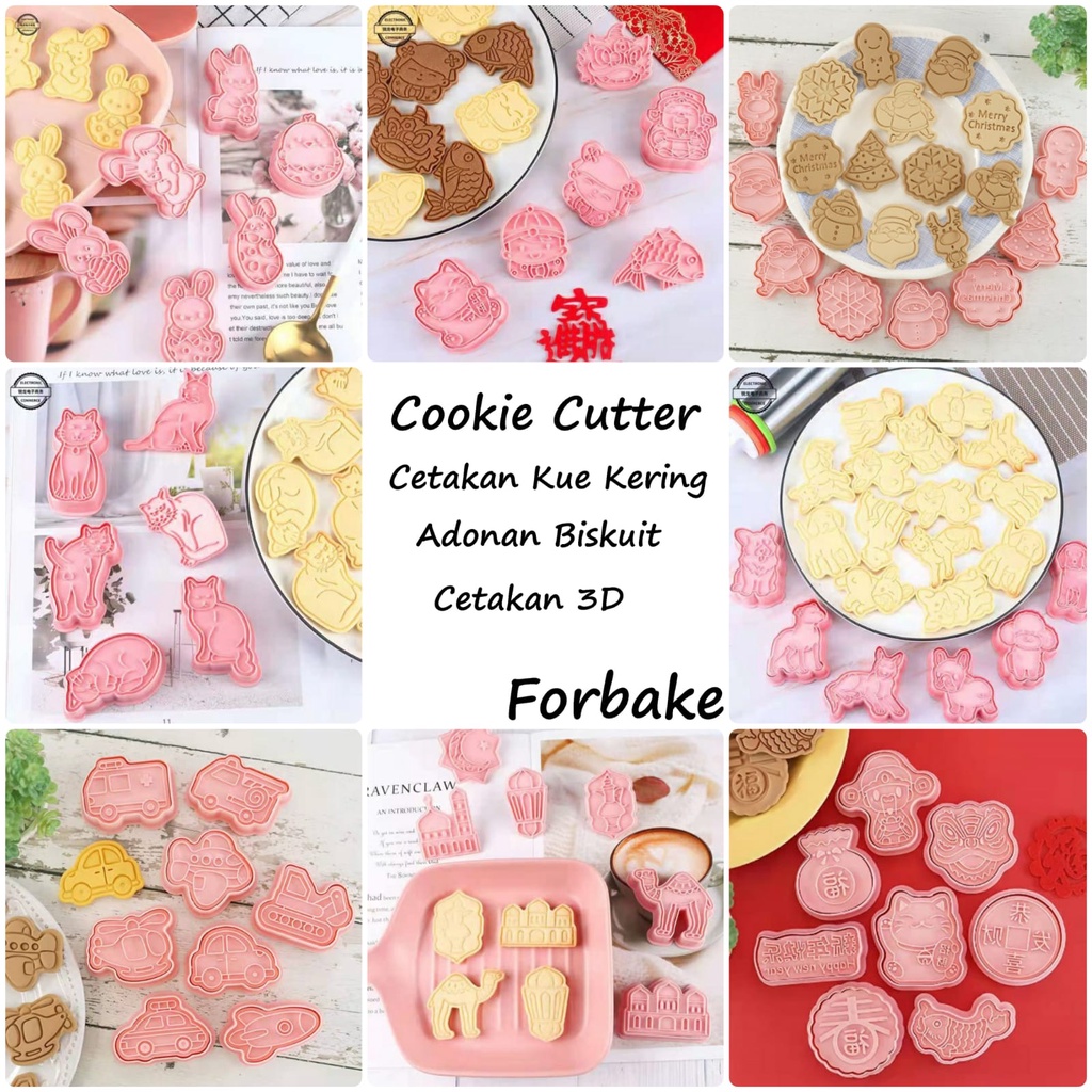 Cookie Cutter Set Cetakan Cookies Biskuit Kue Motif Mobil Roket Pesawat Tank Helikopter Bunny Unicorn Cat Kucing Dog Kendaraan Vehicles Animal Hewan Lebaran Idul Fitri Christmas Hari Raya Cookies Kue Kering