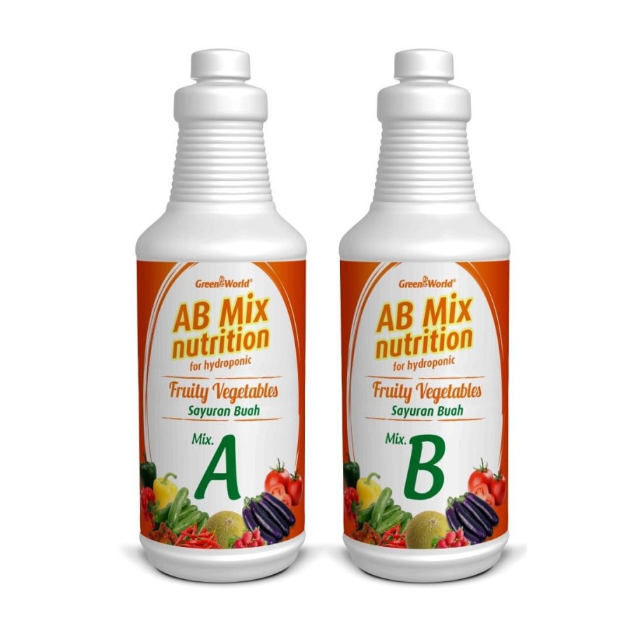 (1 SET) Pupuk Hidroponik AB Mix Nutrition Sayuran Buah Green World - 498 ml x 2 botol