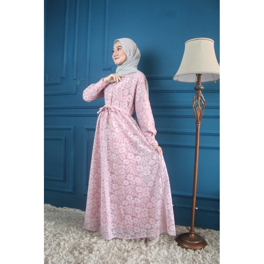 DRESS BRUKAT TILE PRATIWI SABIYA ANNIDA Brukat baju muslim pesta kondangan remaja bridesmaid seragaman hajatan