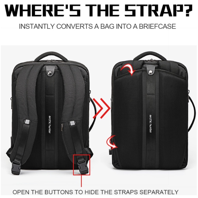 Tas Arctic Hunter B00345 Pria Ransel Laptop 15.6 USB Expandable RFID