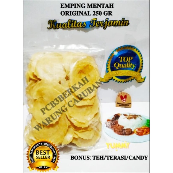 

@EMPING MENTAH ORI KHAS CIREBON 250 GR BONUS TEH/TERASI/CANDY