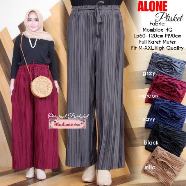 Alone Kulot Plisket Jumbo Big Size Fit M Sampai XXL Full Karet Muter