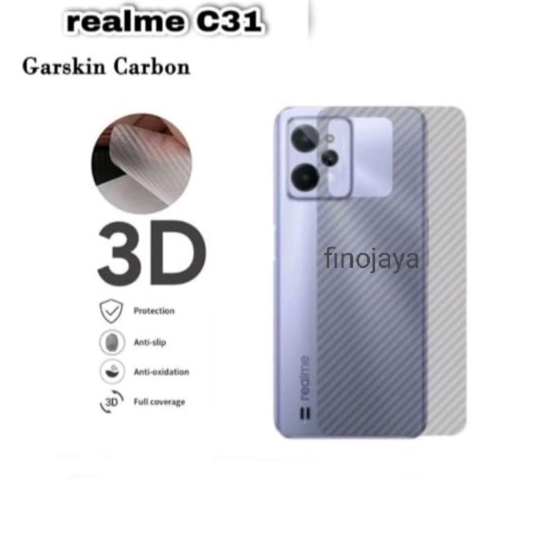 Skin Graskin Sticker Carbon Realme C31 Anti jamur belakang transparan