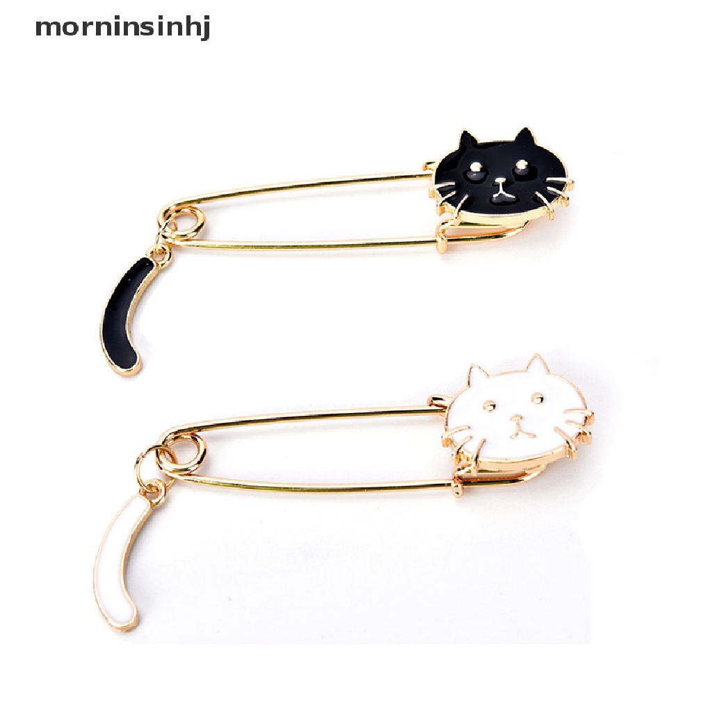 Mor Bros Pin Bentuk Kucing Hitam Putih Untuk Wanita