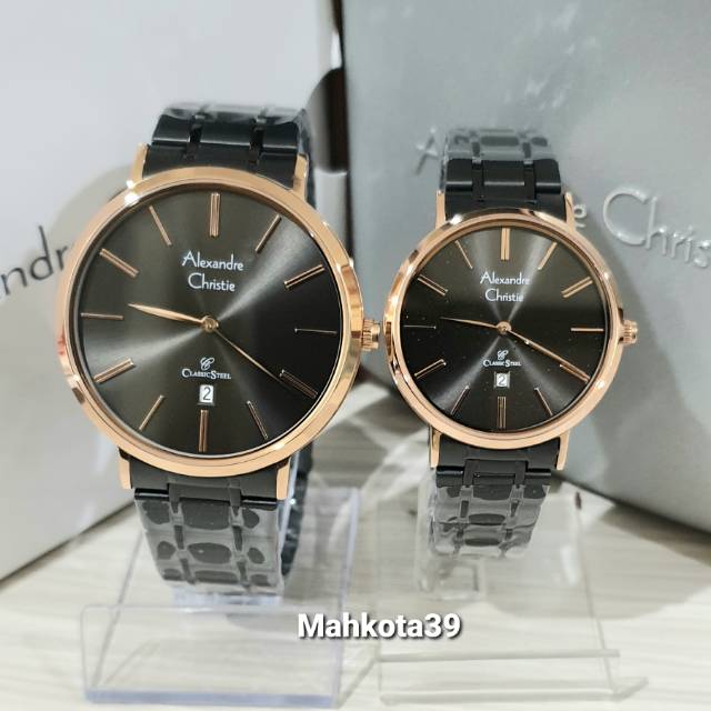 Jam tangan couple Alexandre Christie AC 8597 Black Rosegold