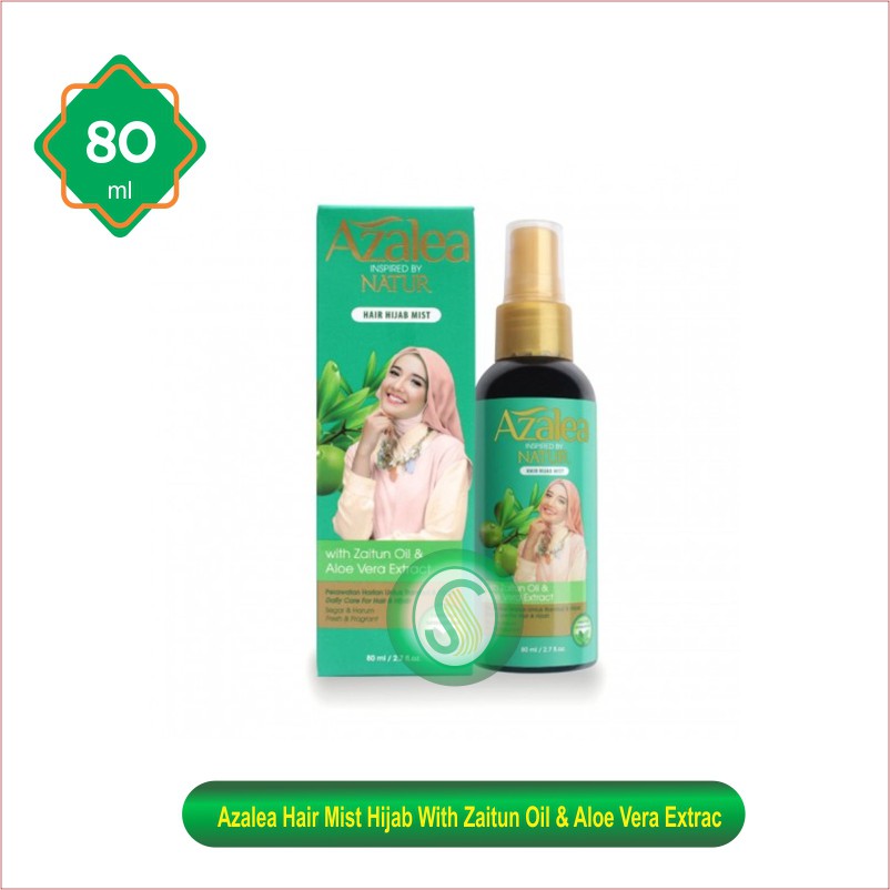 Azalea Hair Mist Hijab With Zaitun Oil &amp; Aloe Vera Extract 80 ml