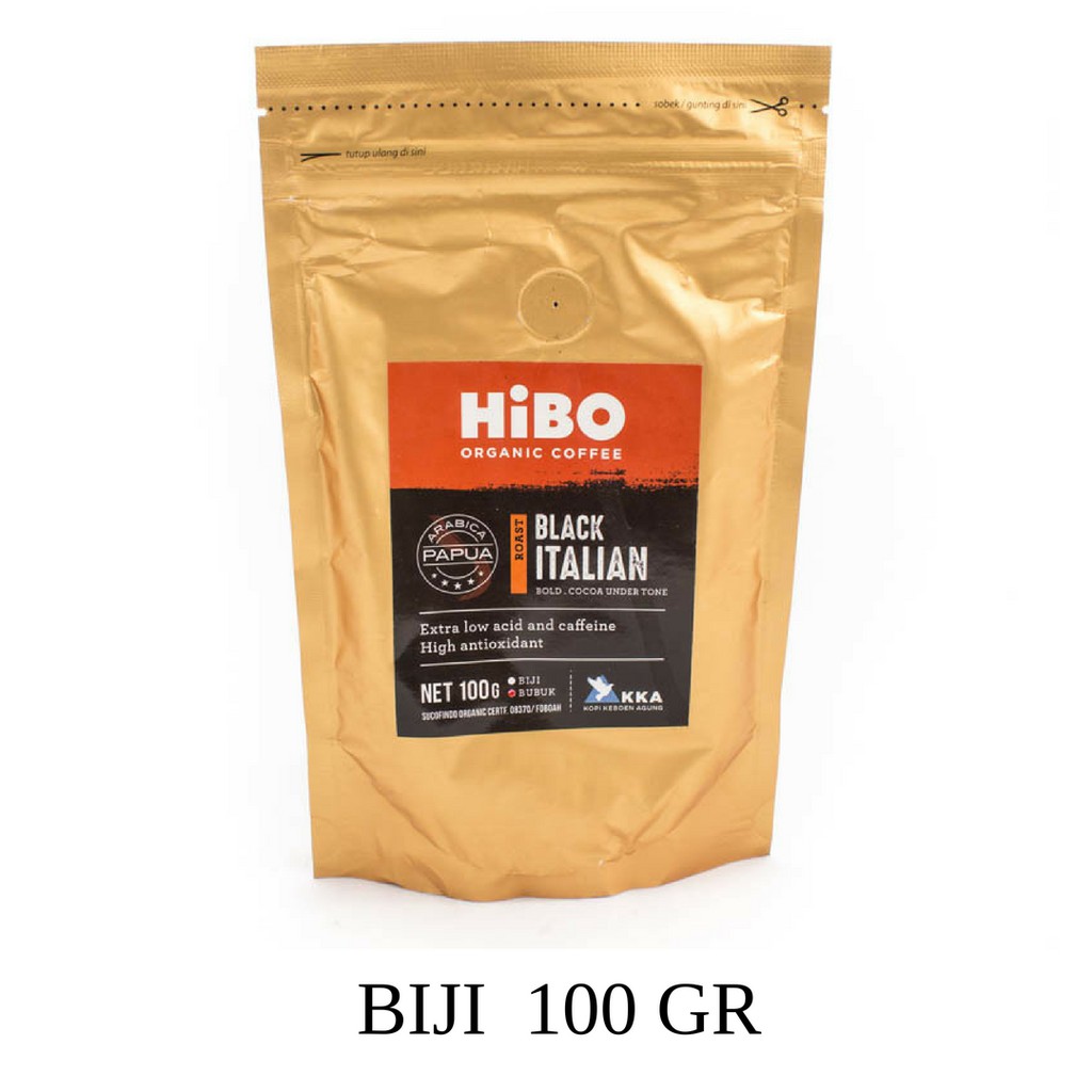 

HIBO PAPUA ORGANIC COFFEE BLACK ITALIAN -BIJI 100 GR