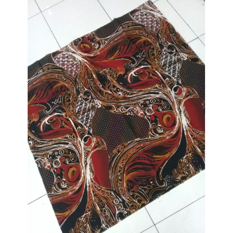 Kain Batik Solo Halus Merah Abstrak