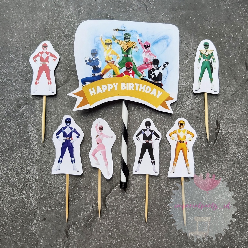 Cake Cupcake Topper Tusukan Kue Happy Birthday Power Rangers Ranger