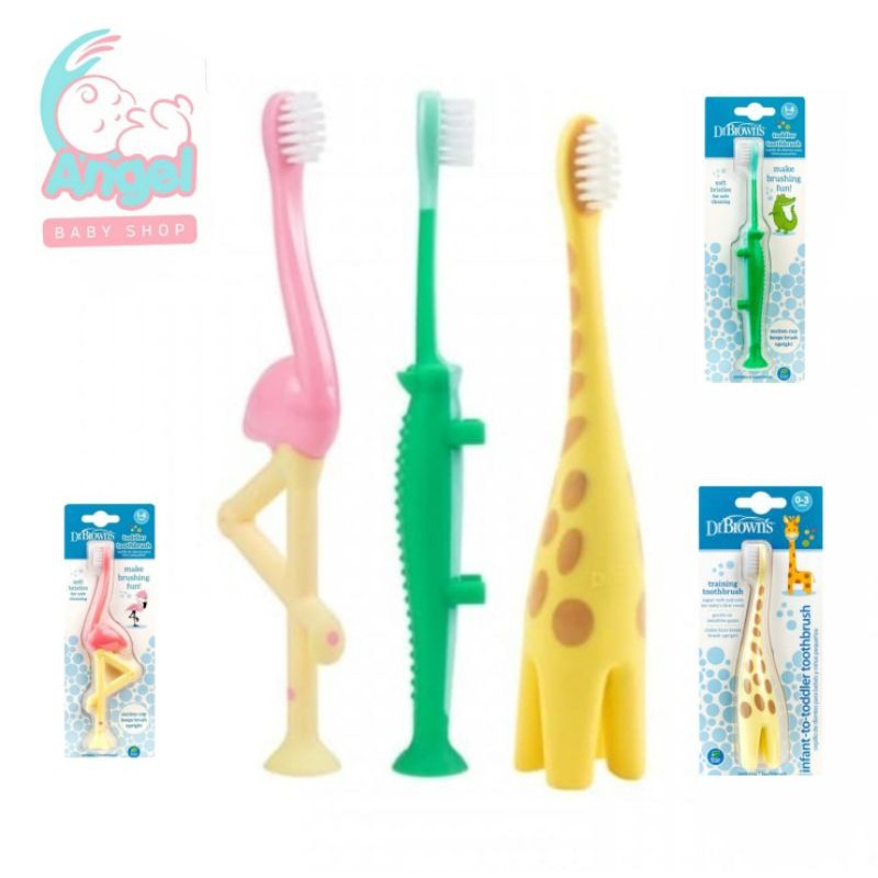 sikat gigi anak Dr.browns tootbrush crocodile/flamingo/girafe 1pcs