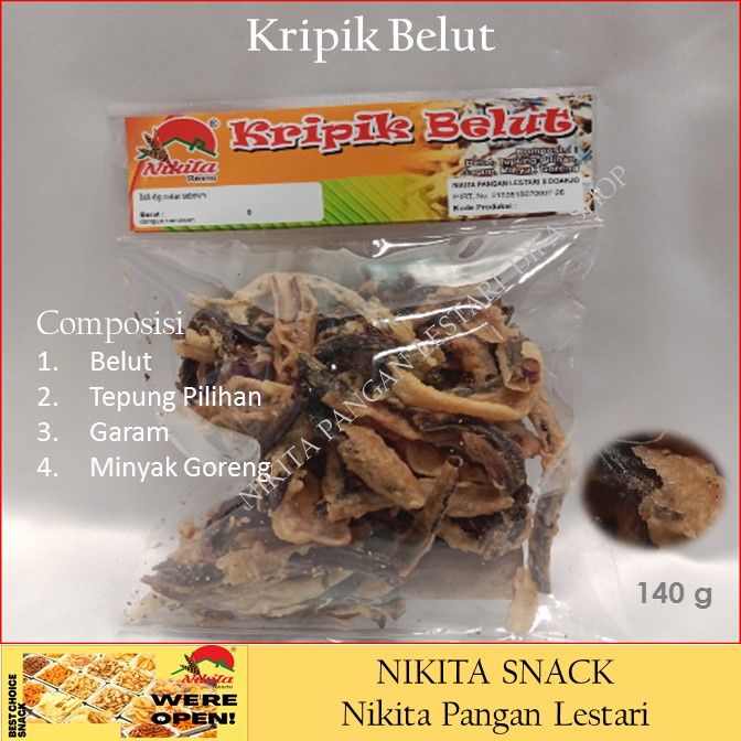 kripik belut 140g, kripik belut enak,cocok untuk dikonsumsi,camilan sehat,gurih,renyah harga terjangkau DIFA Shop