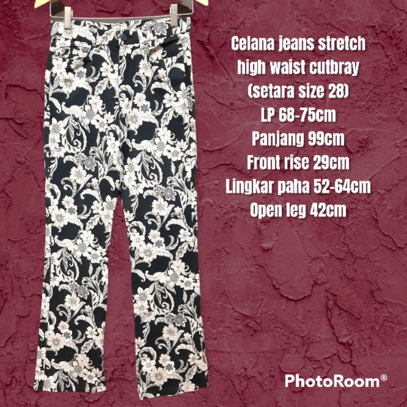 Celana jeans stretch high waist cutbray