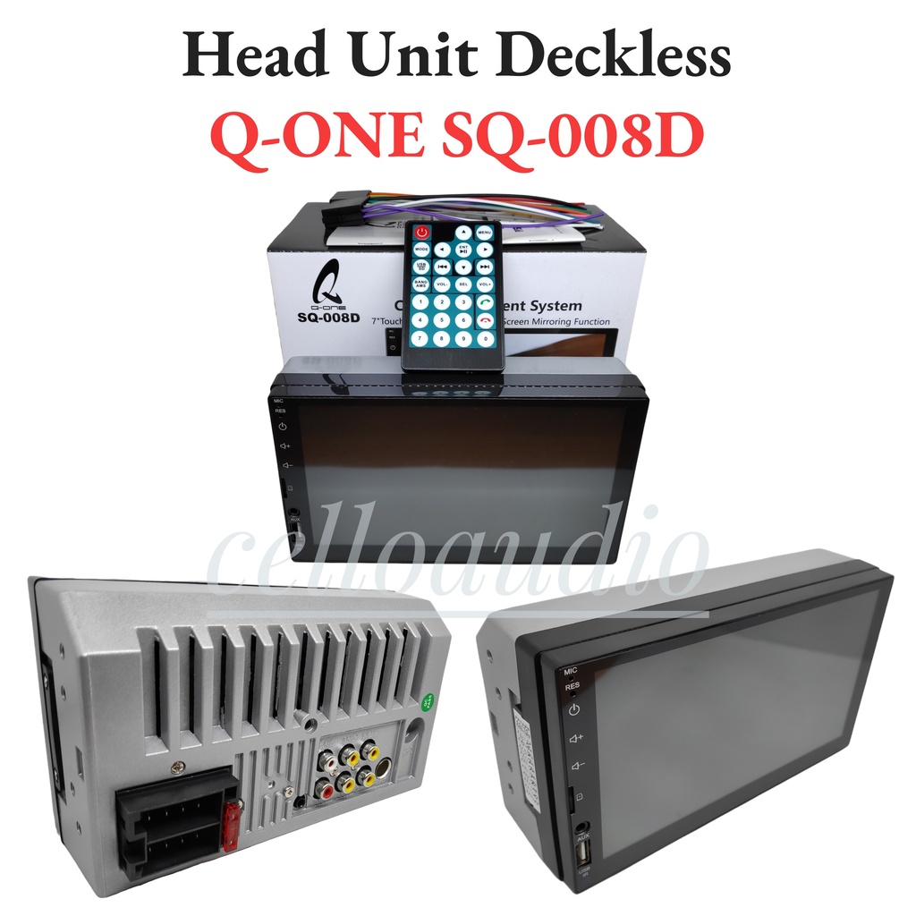 Head Unit Double Din Q-ONE SQ-008D Deckless 7" SQ 008D Bluetooth
