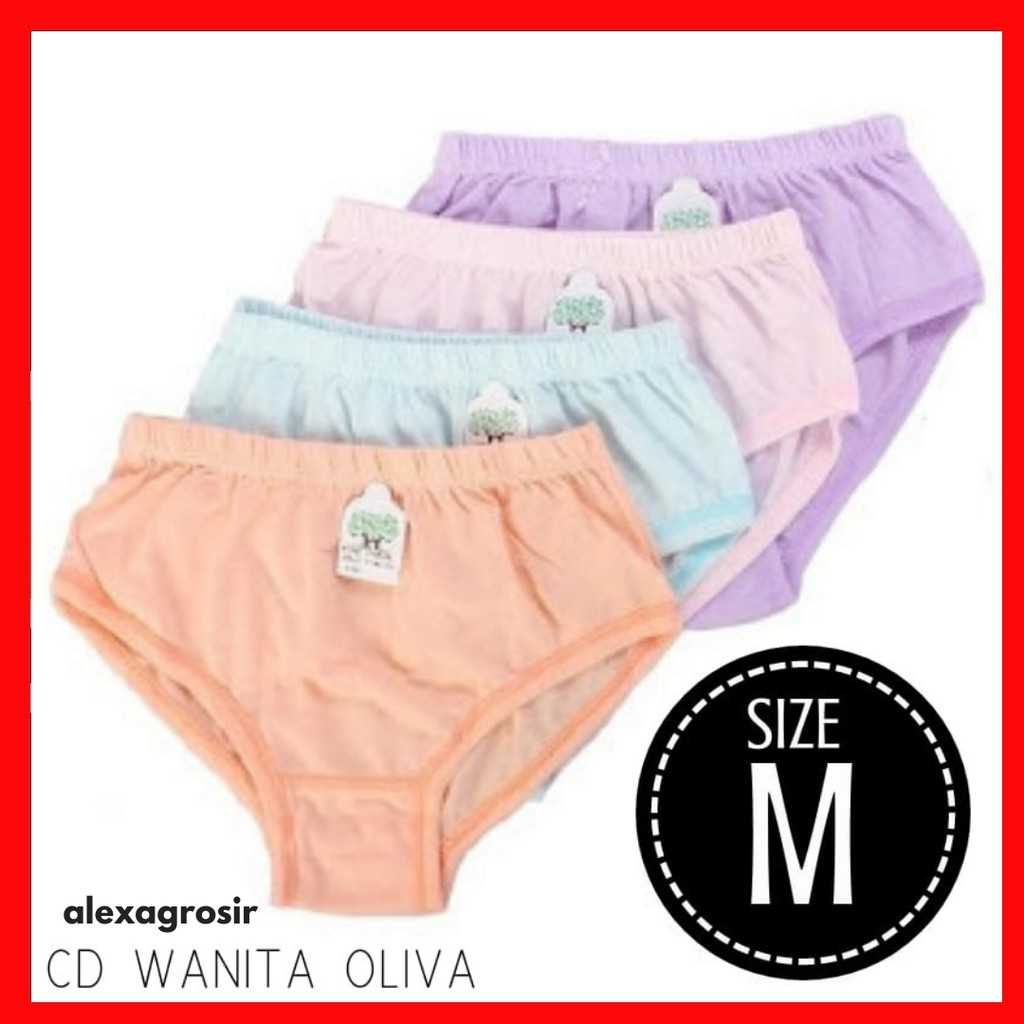 12pcs Celana Dalam CD Wanita OLIVA Lokal Bahan katun/ LINGERY size M L XL 3L 4L