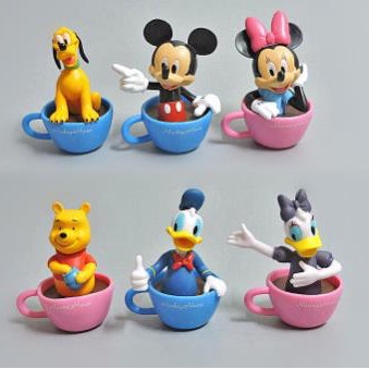 Pajangan Figure Mickey Mouse Disney Set isi 6 Model Cangkir