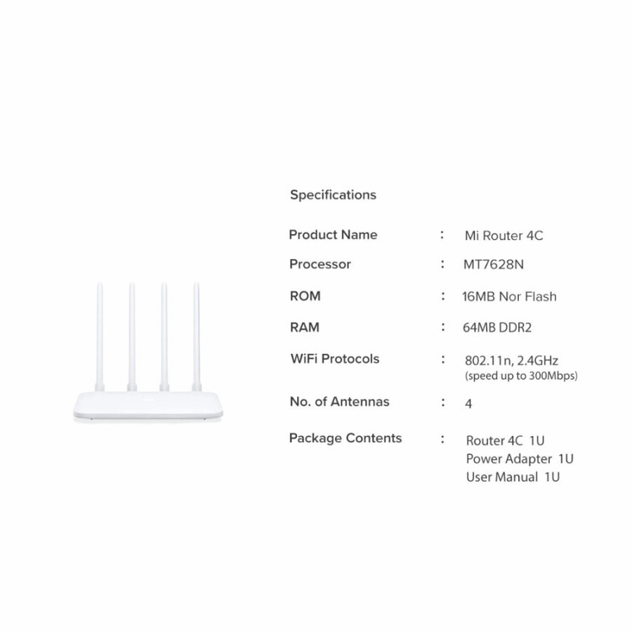 Xiaomi Mi Smart Router 4C 2.4GHz 300Mbps 4 Antennas Wireless