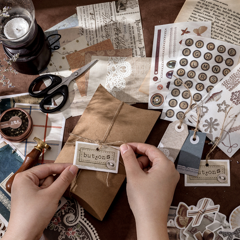 30 Pcs / Set Bahan Tekstil Desain Kupu-Kupu Bulan Gaya Vintage 6 Desain Untuk Dekorasi Album Jurnal Scrapbook-5