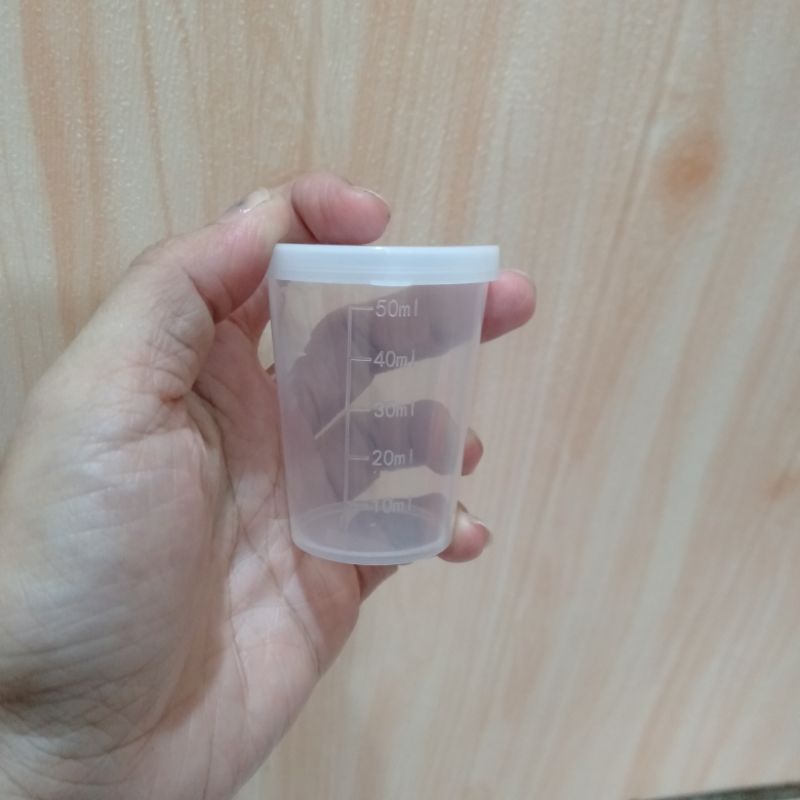 Gelas Takar 50ml Tutup Gelas Ukur Plastik 50ml Tutup