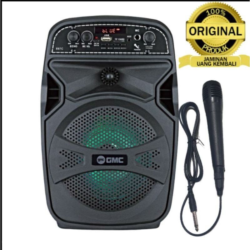 Speaker Bluetooth GMC 897C Radio USB Extra Bass + Mic Kabel Karaoke Original