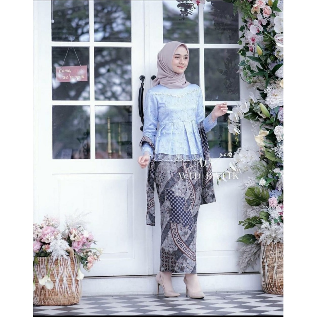 DAYANA BATIK Kebaya Couple Balqees/Kebaya Brokat Lamaran Tunangan Modern 2021/Baju Couple Pasangan K