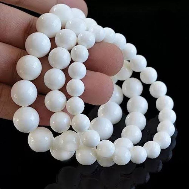 Gelang Giok Batu Asli Putih Susu Asli Gelang Keberuntungan(BEST SELLER)