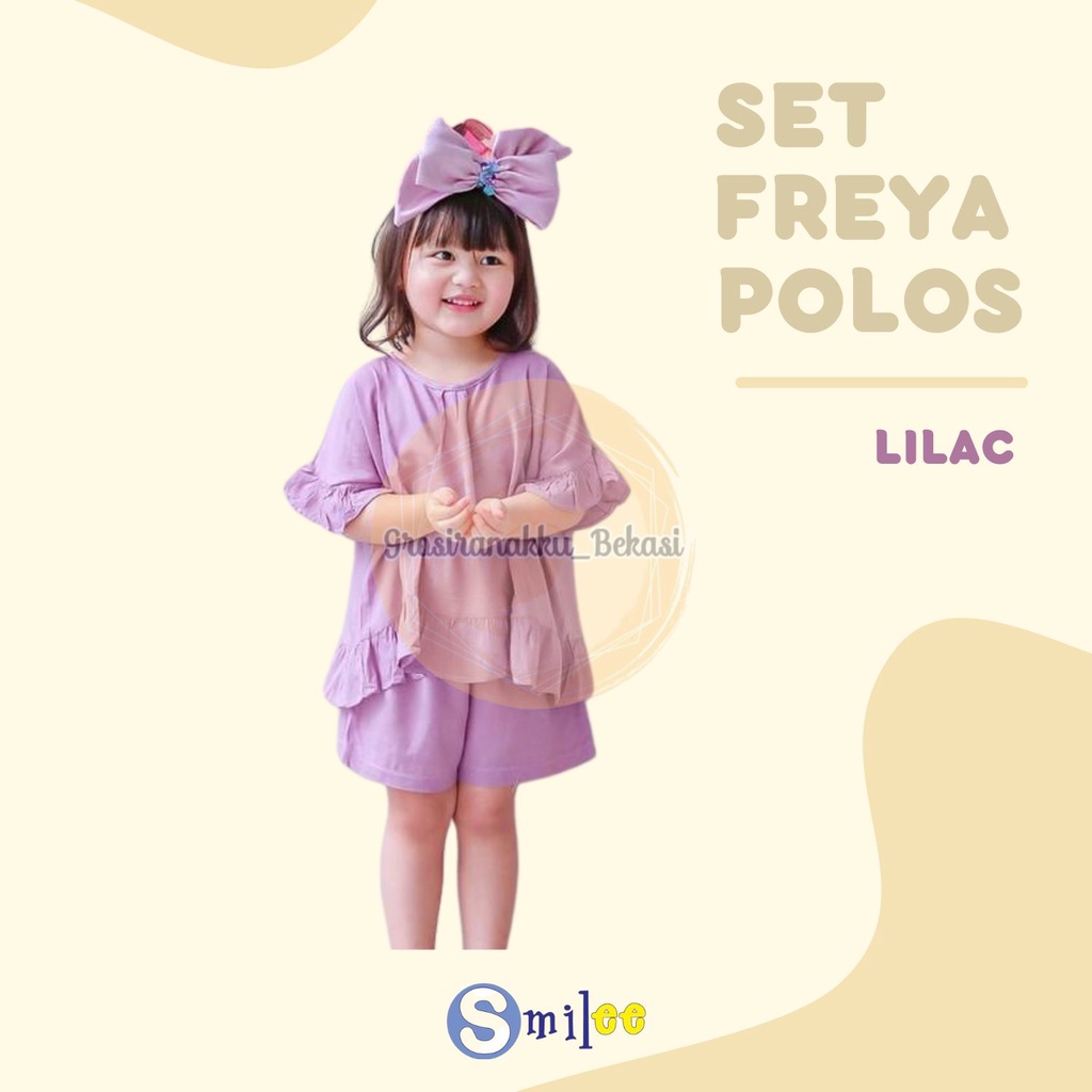 Setelan Anak Rayon Pendek Smilee Polos Freya Warna Lilac Size 1-5Thn