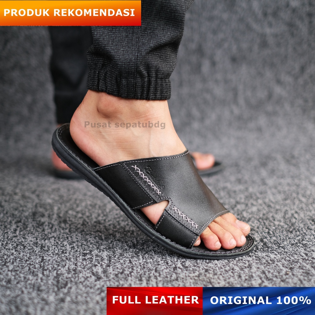 Sandal Full Kulit Pria - Sandal Slop Kulit Pria Kasual Slide Original