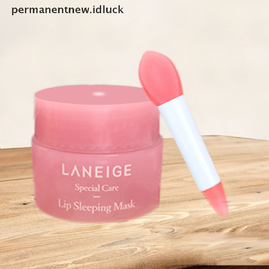 Luckypermanent Brush Silikon Mini Kepala Ganda Warna Pink Untuk Masker Bibir