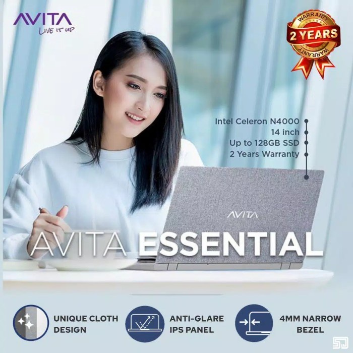 Laptop Avita Essential 14 N4020 4GB 128ssd 14 Full HD WIN10 HOME S - DOS/TANPA WIN10