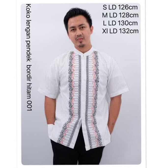 exclusive koko katun murah lengan pendek bordir hitam 001