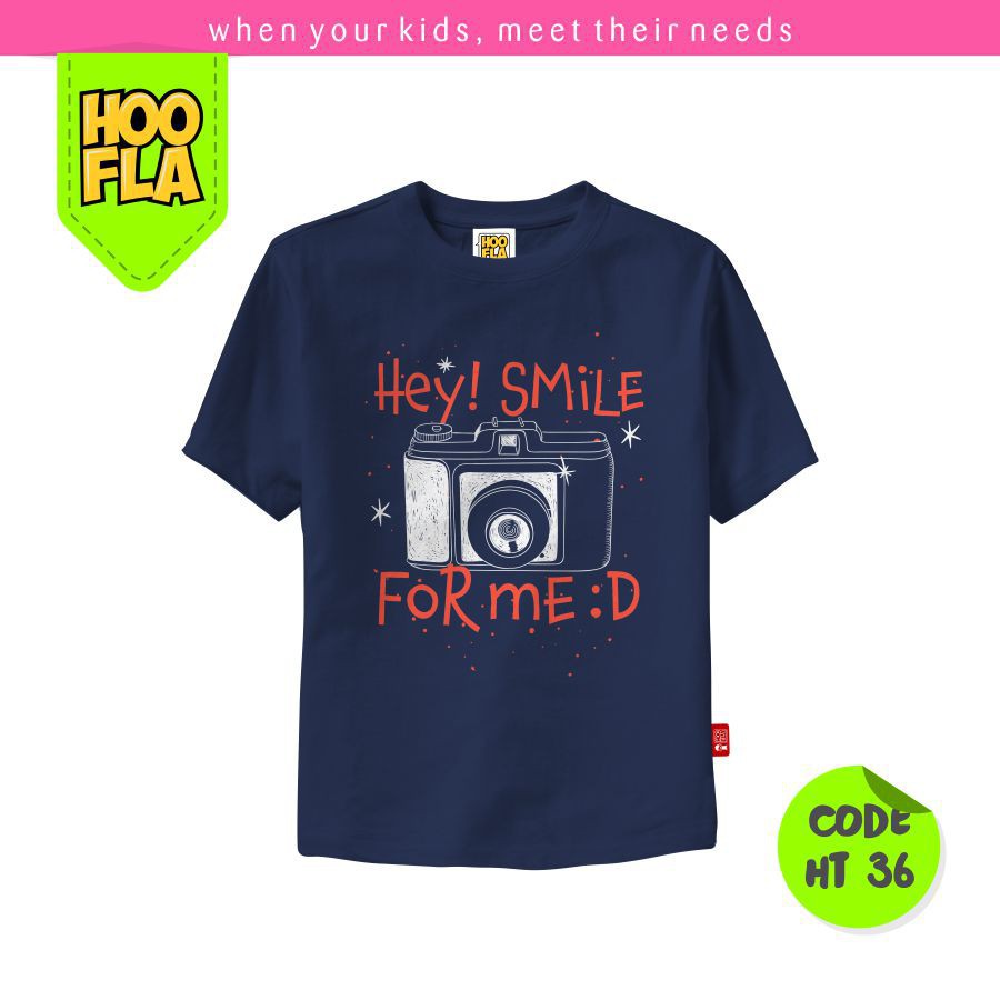 kaos anak branded T-Shirt  "Hey Smile For Me :D" Ht 36
