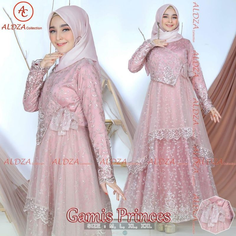 Gamis Princes Gaun Dress Baju Pesta Wanita Kondangan Wisuda Lamaran Mewah Elegan Brokat