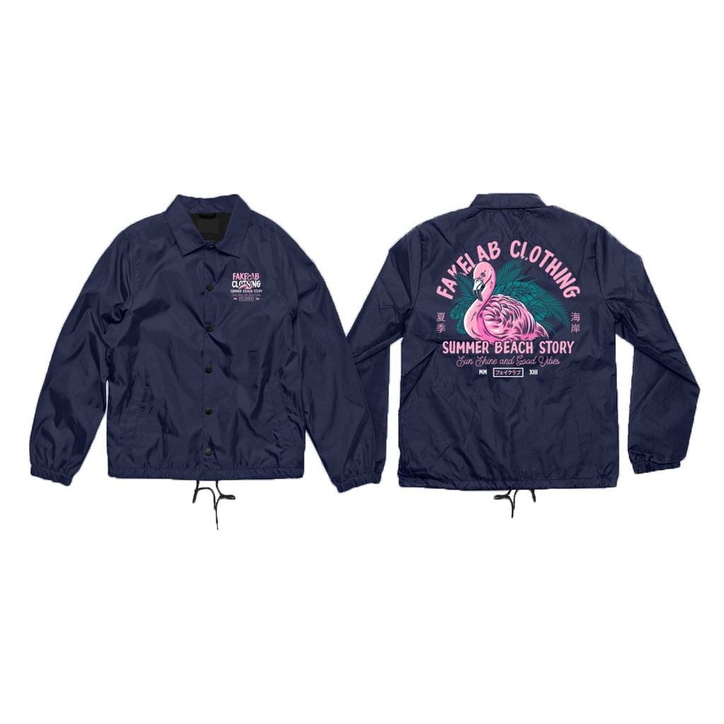 Fakelab Coach Jacket Navy Flamingo / Windbreaker / Jaket / Wb /Cj